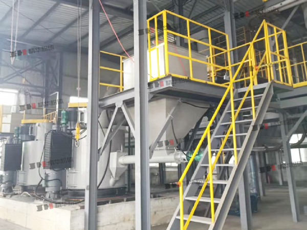 煅后焦輥壓磨--湖北某生產現場