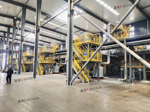 煅后焦輥壓磨--山東生產現場